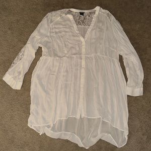Torrid White Lace High Low Top